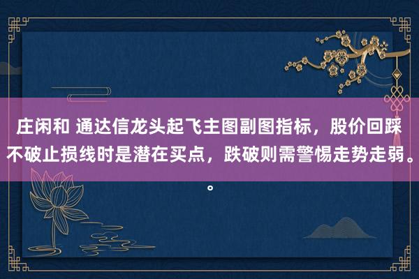 莊閑和 通達信龍頭起飛主圖副圖指標，股價回踩不破止損線時是潛在買點，跌破則需警惕走勢走弱。