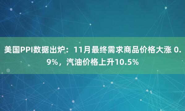 美國PPI數據出爐：11月最終需求商品價格大漲 0.9%，汽油價格上升10.5%