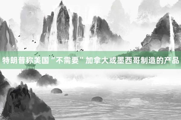 特朗普稱美國“不需要”加拿大或墨西哥制造的產(chǎn)品