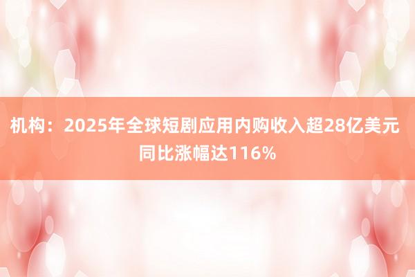 機(jī)構(gòu)：2025年全球短劇應(yīng)用內(nèi)購(gòu)收入超28億美元 同比漲幅達(dá)116%