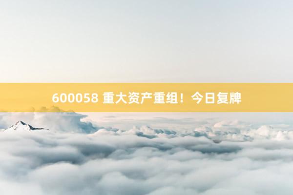 600058 重大資產(chǎn)重組！今日復牌