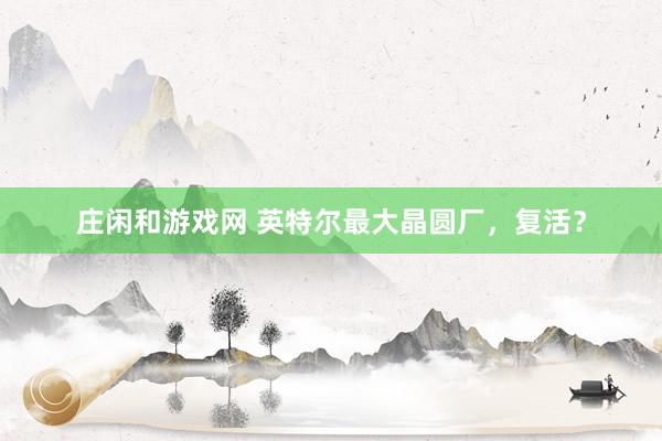 莊閑和游戲網(wǎng) 英特爾最大晶圓廠，復(fù)活？