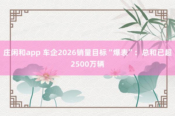 莊閑和app 車企2026銷量目標(biāo)“爆表”：總和已超2500萬輛