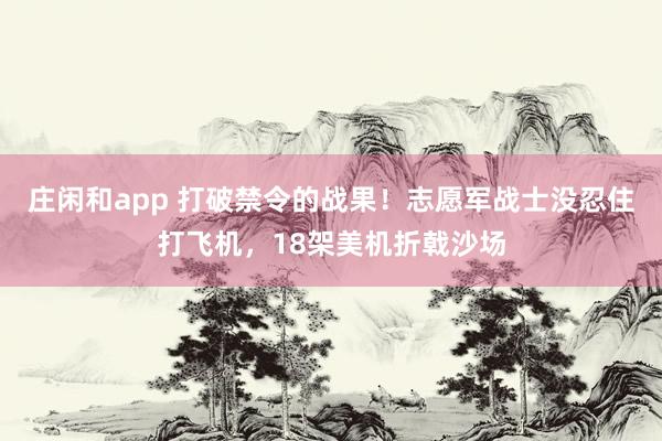 莊閑和app 打破禁令的戰(zhàn)果！志愿軍戰(zhàn)士沒忍住打飛機(jī)，18架美機(jī)折戟沙場(chǎng)